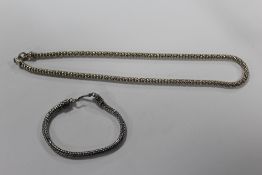 A STERLING SILVER NECKLACE AND BRACELET APPROX WEIGHT - 28.2G