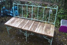 A METAL FRAMED GARDEN BENCH - AS FOUND, L 125 CM