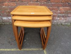 A 'NATHAN' MODERN TEAK NEST OF TABLES W-53 (LARGEST)