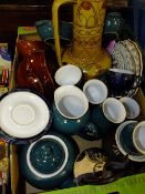 A TRAY OF DENBY STONEWARE ETC.