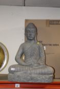 A LARGE BOXED SEATED BUDDHA FIGURE, H 67 CM