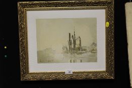 GILT FRAMED OIL ON CANVASS DEPICTING PARISIAN SCENE SIGNED AKIRA SHIBATA LOWER LEFT