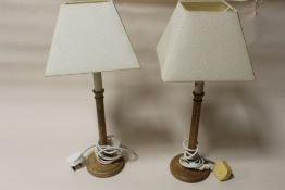 A PAIR OF LAURA ASHLEY LIGHT OAK TABLE LAMPS, OVERALL HEIGHT 54 CM