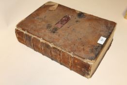 AN ANTIQUE 1780 COPY OF THE HOLY BIBLE PRINTED BY G SWINDELLS OF MANCHESTER - FRONT COVER LOOSE