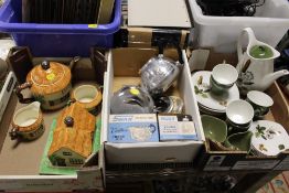A BESWICK COTTAGE SHAPED TEA SERVICE TOGETHER WITH A MIDWINTER RIVERSIDE COFFEE SET AND A SWAN