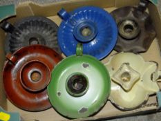 SIX VINTAGE ENAMEL CHAMBER STICKS