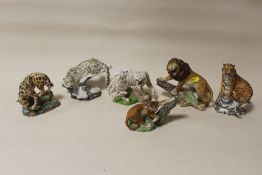 SIX THE FRANKLIN MINT 'THE GREAT CATS OF OUR WORLD' MATT FINISH CERAMIC FIGURES