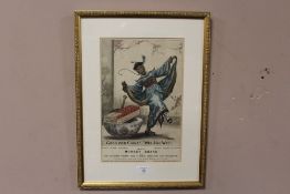 GILT FRAMED AND GLAZED ANTIQUE HAND COLOURED ADVERTISING PRINT FOR BROOKES MONKEY BRAND SOAP -