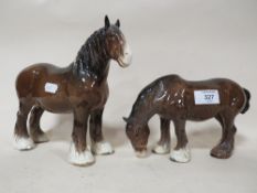 A BESWICK GRAZING SHIRE TOGETHER WITH A SHIRE MARE FIGURE (2)