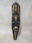 AN AFRICAN STYLE WOODEN WALL MASK, H 85 CM