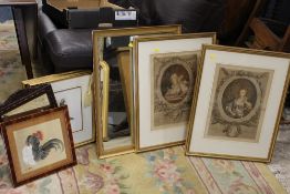 COLLECTION OF PICTURES AND PRINTS TO INCLUDE ENGRAVINGS OF FIGURES IN CLASSICAL DRESS, TOGETHER WITH