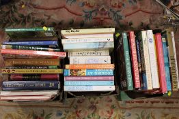 THREE SMALL TRAYS OF ASSORTED BOOKS TO INCLUDE HISTORY, REFERENCE GUIDES, FURNITURE BOOKS ETC.