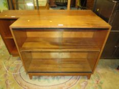 A VINTAGE TEAK GLAZED BOOKCASE - W 122 CM