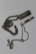 A HALLMARKED SILVER INGOT ON SILVER CHAIN, TOGETHER WITH ANOTHER (2) APPROX WEIGHT - 58.2G