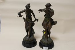 A PAIR OF VINTAGE SPELTER STYLE FIGURES