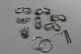 NINE PAIRS OF STERLING SILVER EARRINGS APPROX WEIGHT - 31.3G