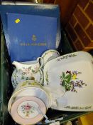 A TRAY OF ROYAL WORCESTER DINNERWARE TO INCLUDE WORCESTER HERBS EXAMPLES (PLASTIC TRAY NOT