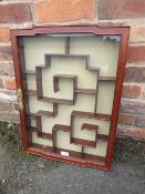 A 20TH CENTURY HARDWOOD GLAZED WALL DISPLAY CABINET 62 X 46 CM