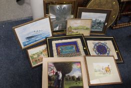 A COLLECTION OF PICTURES AND PRINTS TO INCLUDE A WATERCOLOUR SIGNED J HOOPER