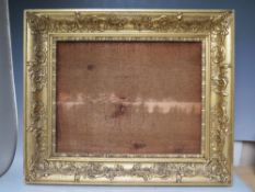AN 18TH CENTURY DECORATIVE GILT FRAME, frame W 8 cm, rebate 57 x 39 cm