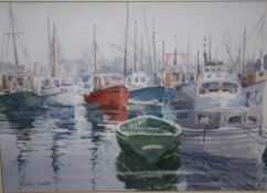 JOHN MELLOR (1862-1929). 'Boats at Plymouth', signed lower left, watercolour, framed and glazed,