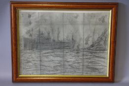 AFTER LAURENCE STEPHEN LOWRY (1887-1976). Coastal scene with steamship at Seabourne, bears signature