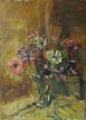 (XIX-XX). German school, impressionist still life study of flowers in a vase, signed lower left, oil