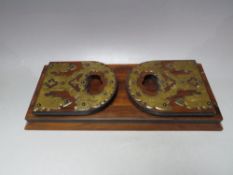 A LATE 19TH / EARLY 20TH CENTURY ROSEWOOD AND BRASS MOUNTED SLIDING BOOK TROUGH, L 35 cm, extended L