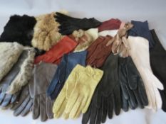 A COLLECTION OF MAINLY VINTAGE LADIES GLOVES, various fabrics, styles and periods, to include