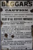 AN EARLY 20TH CENTURY ENAMELLED METAL SIGN - MAIDENHEAD JANUARY 1st 1911, titled Beggars, to