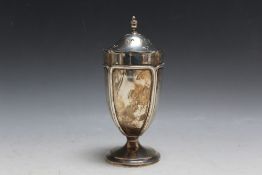 A HALLMARKED SILVER CASTOR BY ADIE BROS LTD - BIRMINGHAM 1946, approx weight 219g, H 16 cm