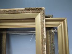 THREE VARIOUS LATE 19TH / EARLY 20TH CENTURY GOLD FRAMES - ALL A/F, average frame W 5 cm, average