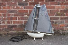AN ART DECO CHROME PLATED AND CREAM PAINTED METAL RETRO STYLE SHIP ELECTRIC HEATER - FOR DISPLAY