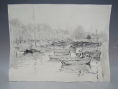 MURRAY MICHAEL CAIRD URQUHART (1880-1972). Scottish school, boats and figures in Concarneau harbour,