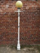 A GALVANISED STREET LAMP POST MARKED 'MICHAEL HUGHES, COVENTRY', painted white,complete with
