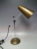 A VINTAGE MID TWENTIETH CENTURY ADJUSTABLE DESK LAMP, no obvious makers mark that we can see, H to