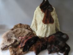 A COLLECTION OF VINTAGE FUR STOLES, JACKETS AND COLLARS, to include a fox fur stole and shrug / cape
