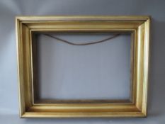 A 19TH CENTURY GOLD FRAME WITH DECORATIVE INNER EDGE, frame W 8 cm, rebate 37 x 52 cm