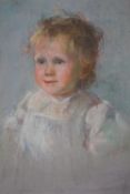 (XX). Portrait study of a young child, signed middle to lower right, pastel on canvas, unframed,
