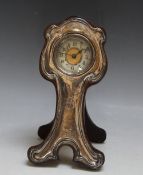 AN ART NOUVEAU HALLMARKED SILVER EASEL BACKED DESK CLOCK - CHESTER 1921, A/F, H 21 cmCondition