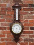 AN EARLY TWENTIETH CENTURY OAK WALL HANGING ANEROID BAROMETER, 8