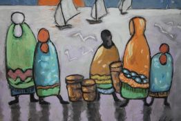 SCHOOL OF MARKEY ROBINSON (1917-1999). Irish school, impressionist study of figures looking out to