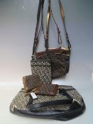 A COLLECTION OF DKNY DESIGNER HANDBAGS, comprising three cross body bags, one small tote bag, a