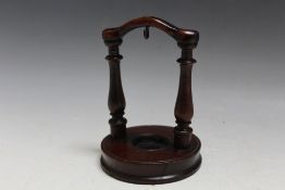 A MAHOGANY POCKET WATCH STAND, H 13 cm