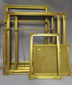 A SELECTION OF EIGHT LATE 19TH / EARLY 20TH CENTURY GOLD DECORATIVE WATERCOLOUR FRAMES, with some