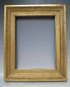 A 19TH CENTURY GILT FRAME WITH EGG AND DART DESIGN TO OUTER EDGE, frame W 9 cm, rebate 44.5 x 34 cm