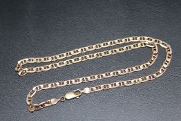 A HALLMARKED 9 CARAT GOLD FLAT LINK NECKLACE, approx weight 13.9