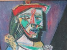 (XX). Abstract school, after Pablo Ruiz Picasso (1881-1973), head and shoulder figure study,