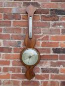 A LATE NINETEENTH / EARLY TWENTIETH CENTURY MAHOGANY ONION TOP BANJO BAROMETER, circular 8