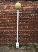 A GALVANISED STREET LAMP POST MARKED 'MICHAEL HUGHES, COVENTRY', painted white,complete with